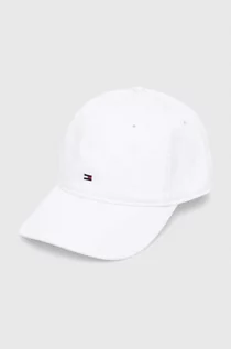 Czapki męskie - Tommy Hilfiger czapka z daszkiem bawełniana kolor biały gładka - grafika 1