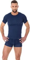 Koszulki sportowe męskie - Brubeck Koszulka męska z krótkim rękawem ACTIVE WOOL granatowa r. L SS11710 - miniaturka - grafika 1