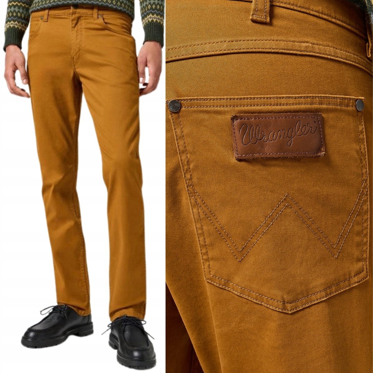Wrangler GREENSBORO Monks Robe PROSTE BRĄZOWE MATERIAŁOWE SPODNIE W32 L34