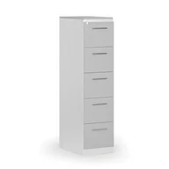 Szafy biurowe - Kartoteka metalowa PRIMO z drewnianym frontem A4, 5 szuflad, biały/szary - miniaturka - grafika 1