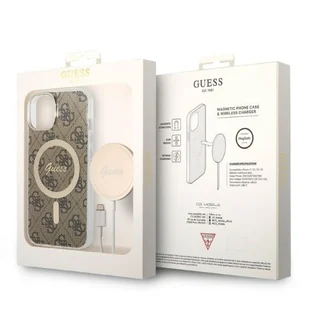 Guess Zestaw GUBPP14MH4EACSW Case+ Charger iPhone 14 Plus 6,7" brązowy/brown hard case 4G Print MagSafe - Etui i futerały do telefonów - miniaturka - grafika 10