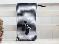 Akcesoria podróżnicze - Bawełniany Organizer Do Torebek Na Buty, Uroczy Prezent Dla Niej, Podróżna Torba Na Buty W Czarne Paski - miniaturka - grafika 1