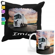 Gadżety dla niej i dla niego - ZESTAW KUBEK + POSZEWKA Z NADRUKIEM-DLA FANA PREZENT TIR CIĘŻARÓWKA +IMIĘ - miniaturka - grafika 1