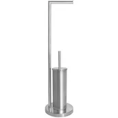 Stojaki i wieszaki na papier toaletowy - AWD Interior stojak na papier toaletowy ze szczotką WC stalowy AWD02071575 - miniaturka - grafika 1