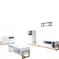 Inne meble do salonu - Zestaw Mebli do Salonu 2 Biały Oslo Vivaldi Meble Biały, Buk - miniaturka - grafika 1