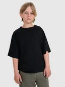 Koszulki dla chłopców - 4F T-shirt oversize gładki chłopięcy - czarny 122 (6-7 lat) - miniaturka - grafika 1