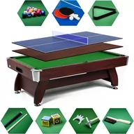 Stoły bilardowe i akcesoria - Stół bilardowy spływowy Vip Extra 9 FT wiśnia zielony z nakładką ping-pong blat - miniaturka - grafika 1