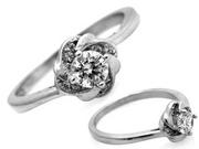 Pierścionki - Srebrny pierścionek 925 kwiat róża z cyrkoniami 2,31g - miniaturka - grafika 1