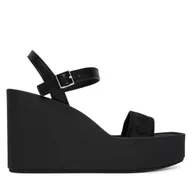 Sandały damskie - Sandały Calvin Klein Wedge 70 Sndl Webbing Lth HW0HW02882 Czarny - miniaturka - grafika 1
