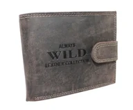 Portfele - Portfel Męski Skórzany WILD Skóra Licowa Duży Poziomy Z Zapięciem RFID CZEKOLADOWY Zamszowy 9014 12,5 x 10 x 2 [cm] - miniaturka - grafika 1