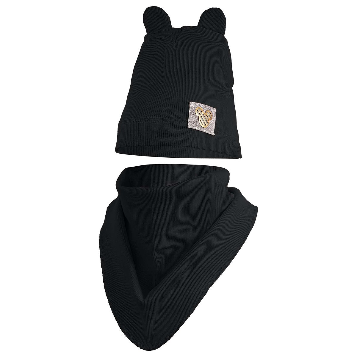 Czapka Wiosenna Jesienna Z Kominem Czapeczka Komplet Dla Dzieci 46-48 Czarna