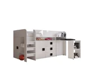 Łóżka dla dzieci i młodzieży - Abiks Łóżko piętrowe Antresola TOLEDO 1 biały + biały + czarny - miniaturka - grafika 1