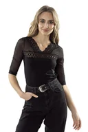 Bluzki damskie - Eldar Mikela Bluzka Czarna Rękaw 3/4 L - miniaturka - grafika 1
