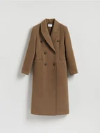 Płaszcze damskie - Reserved - Dwurzędowy taliowany płaszcz - oliwkowy - miniaturka - grafika 1