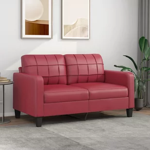 vidaXL 2-osobowa sofa, winna czerwień, 140 cm, sztuczna skóra - Sofy i kanapy - miniaturka - grafika 1