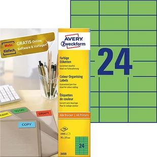 Avery Zweckform Etykiety uniwersalne, zielone 2400 szt. Zweckform 3450 - Etykiety do drukarek - miniaturka - grafika 1