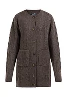 Swetry damskie - DreiMaster Kardigan z guzikami damski 39425097, ciemnobrązowy, XS-S - miniaturka - grafika 1