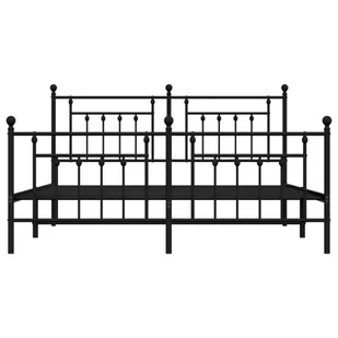 Metalowa rama łóżka z wezgłowiem i zanóżkiem, czarna, 180x200cm Lumarko! - Inne meble do sypialni - miniaturka - grafika 6