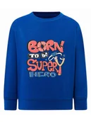 Bluzy dla chłopców - Chłopięca bluza z nadrukiem Born to be superhero niebieska Tup Tup r.122/128 - miniaturka - grafika 1