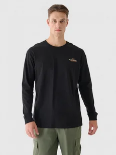 Męski longsleeve z nadrukiem 4F 4FRAW24TLONM502 - czarny - Koszulki sportowe męskie - miniaturka - grafika 1