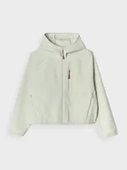 Koszulki sportowe damskie - Damski polar sherpa z kapturem rozpinany 4F 4FRAW24TFLEF361 - turkusowy - miniaturka - grafika 1