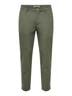 Spodnie męskie - ONLY & SONS Spodnie chino "Mark" - Slim fit - w kolorze khaki - miniaturka - grafika 1