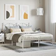 Łóżka - Metalowa rama łóżka z wezgłowiem biała, 140x200 cm Lumarko! - miniaturka - grafika 1
