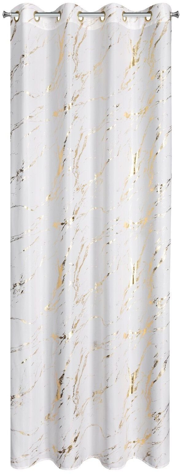 Eurofirany Zasłona na przelotkach LANI 140x250 cm biała ze złotym wzorem