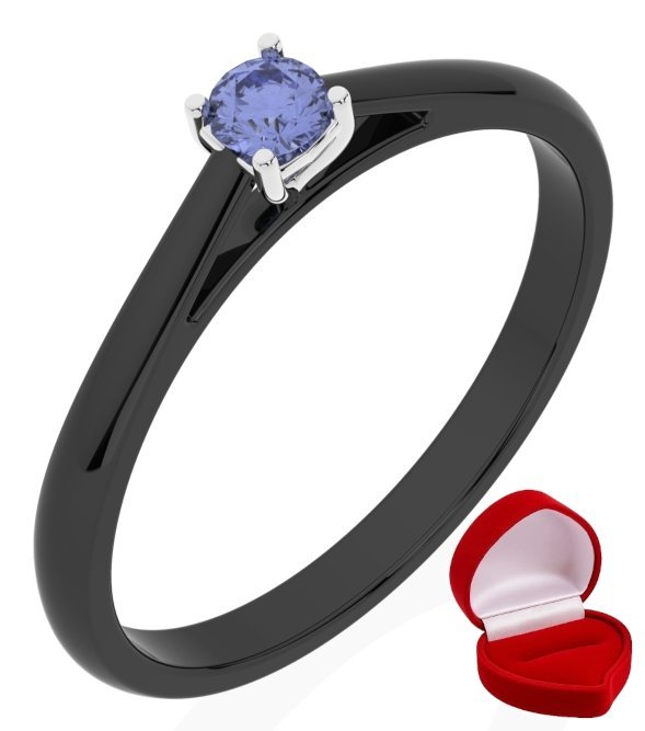 ZŁOTY PIERŚCIONEK ZARĘCZYNOWY 585 14k TANZANIT 0,09 ct CZARNE ZŁOTO R10