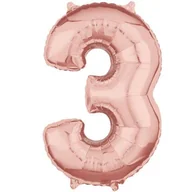 Balony i akcesoria - Amscan Balon foliowy cyfra 3, 26", szampański 36597 - miniaturka - grafika 1