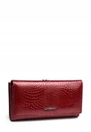 Portfele - Lakierowany Portfel damski Skóra Naturalna LUIGISANTO Czerwony Pojemny - miniaturka - grafika 1
