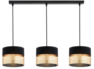 Lampa Wisząca Sufitowa Abażur Żyrandol Czarno Złoty Led