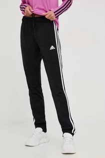 Spodnie damskie - adidas spodnie dresowe damskie kolor czarny z aplikacją - grafika 1