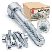 Śruby i nakrętki - Śruba imbusowa M8x50 z łbem walcowym DIN912 kl. 8.8 ampulowa ocynk 1kg - miniaturka - grafika 1