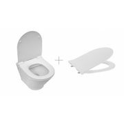 Miski WC - ROCA A3460NB000 + A801D22003 GAP Miska WC podwieszana Rimless Round Compacto 48cm + Deska WC SLIM Compacto wolnoopadająca Round - miniaturka - grafika 1