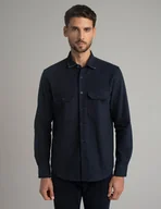 Koszule męskie - Koszula flanelowa flussia 00612 długi rękaw granatowy relaxed fit - miniaturka - grafika 1