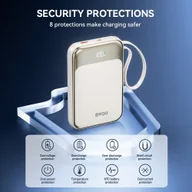 Powerbanki - BWOO P80 powerbank PD 20W 10000 mAh z kablem usb-c i wyświetlaczem złoty - miniaturka - grafika 1