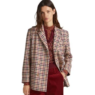 Płaszcz damski Pepe Jeans Romina przejściowy w pepitkę brązowy -M - Płaszcze damskie - miniaturka - grafika 1