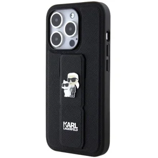 Etui Karl Lagerfeld Gripstand Saffiano Karl&Choupette Pins na iPhone 13 Pro Max - czarne - Etui i futerały do telefonów - miniaturka - grafika 2