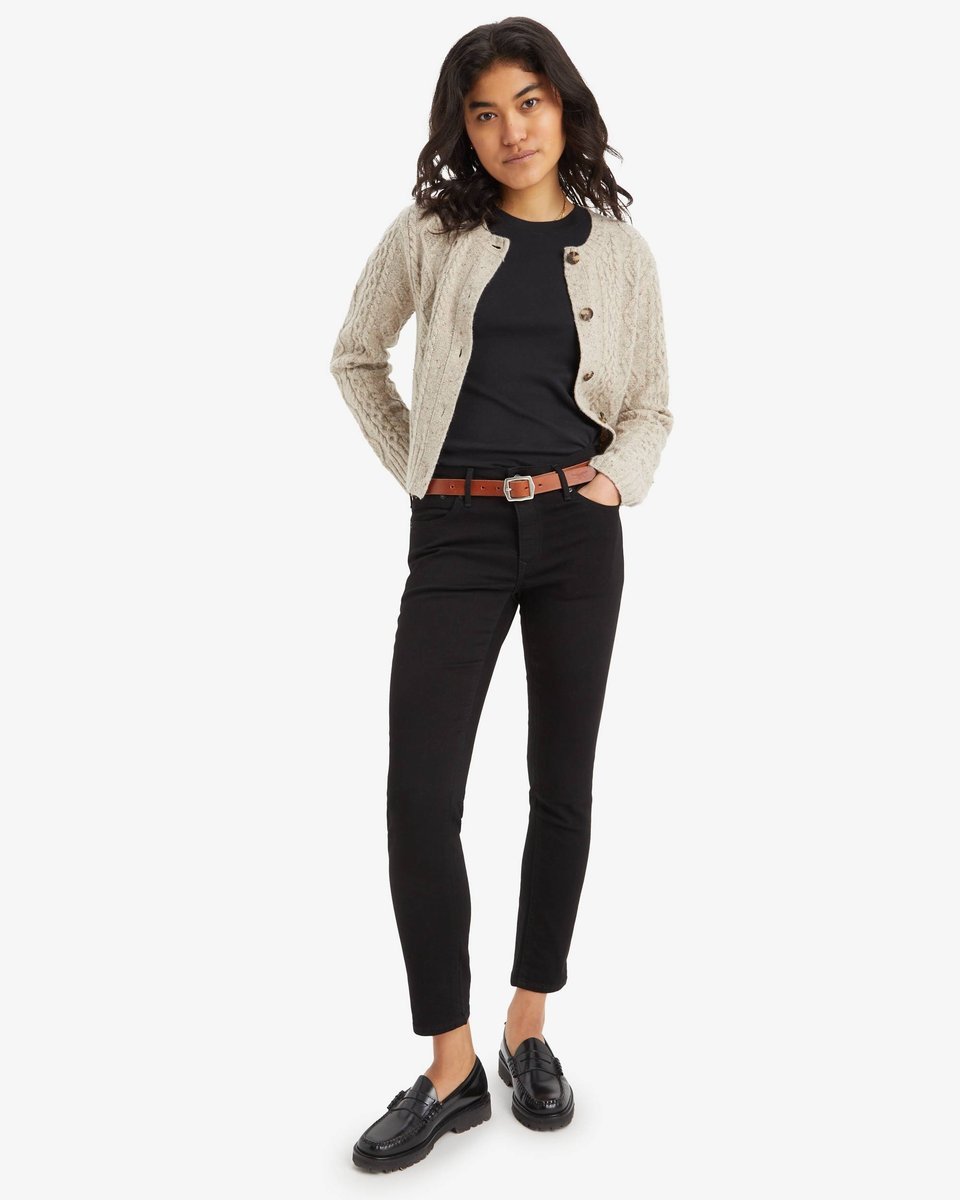 LEVI'S CZARNE JEANSY DAMSKIE SLIM BAWEŁNA Z GUZIKIEM CASUAL 27/20 7CA