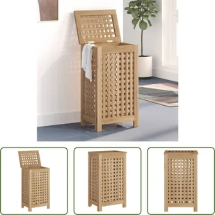 Kosz na pranie The Living Store 35x25x60 cm lite drewno tekowe - Kosze na bieliznę - miniaturka - grafika 1