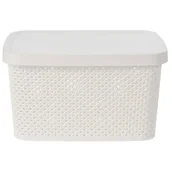 Pojemniki łazienkowe - Pudełko Z Pokrywką Zamykany Koszyk Biały - miniaturka - grafika 1