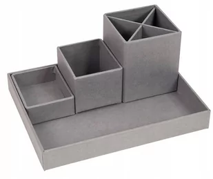 Bigso Box of Sweden Organizer na biurko, na długopisy, spinacze biurowe, karteczki samoprzylepne itd.  skrzynka do sortowania z 4 przegródkami  system porządkowania z płyty pilśniowej i papieru  jasno - Spinacze i klipsy do papieru - miniaturka - grafika 1