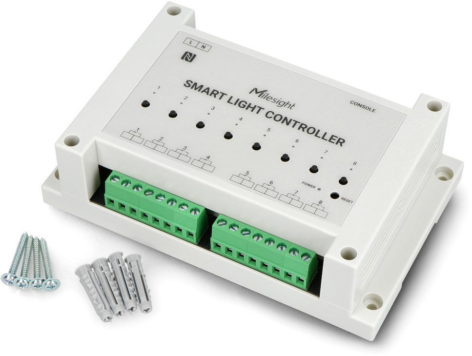 Milesight WS558 Switch Inteligentny kontroler światła w technologii LoraWan 8x wyjście pasywne, maksymalne obciążenie łączne 40A Lub 10A na wyjście do Smartcity i Smartbuilding WS558-868M PN: Switch