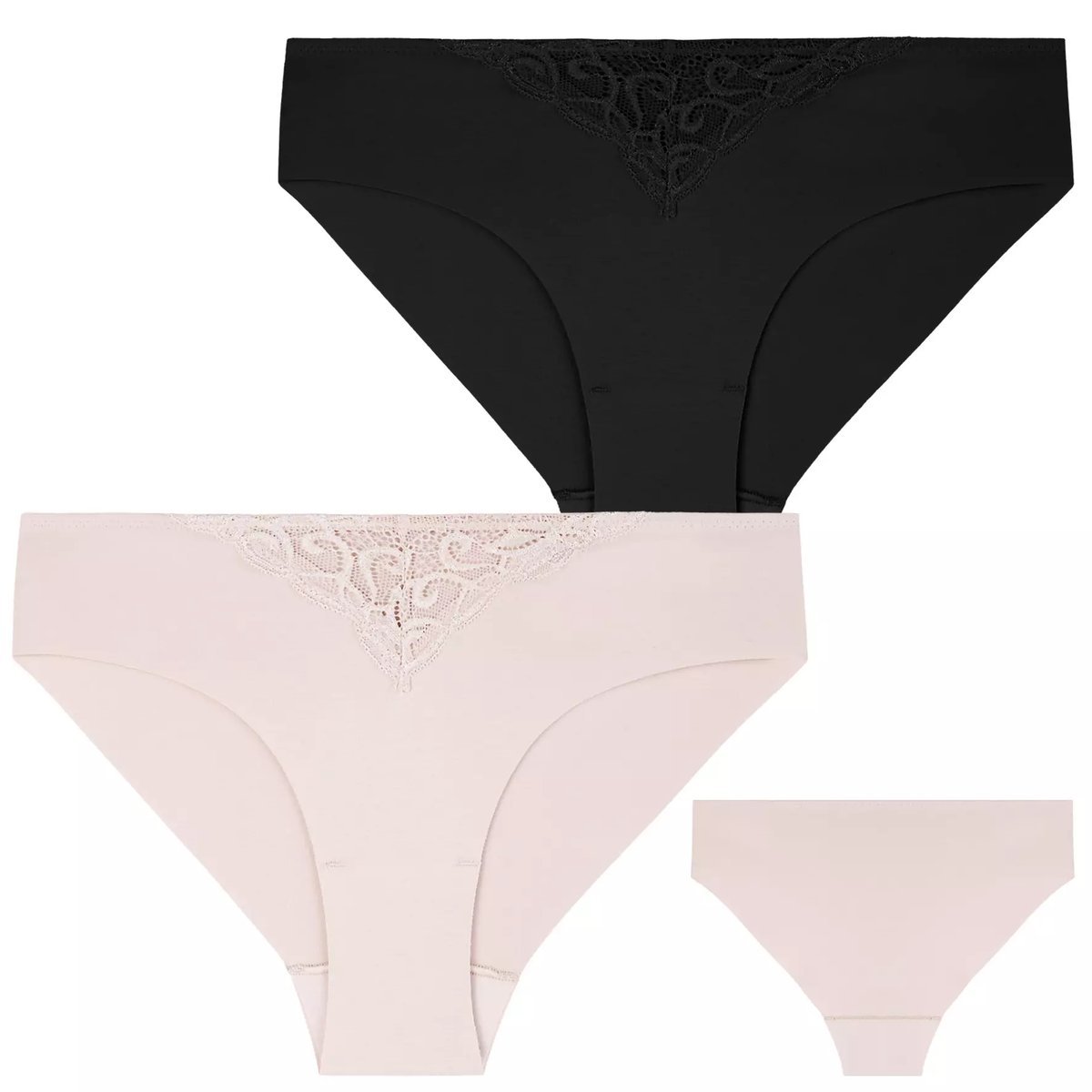 2X Figi Majtki Damskie Wykończone Koronką Bikini Bawełniane Moraj S