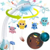 Karuzele dla niemowląt - Karuzela do łóżeczka 500 MELODII PROJEKTOR LED TIMER Sterowanie na PILOT - miniaturka - grafika 1