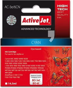 ActiveJet ACJ-AC-3E/6C Tusz Canon BCI-3E Cyan LEC-ACJ-AC-3E/6C - Tusze zamienniki - miniaturka - grafika 1