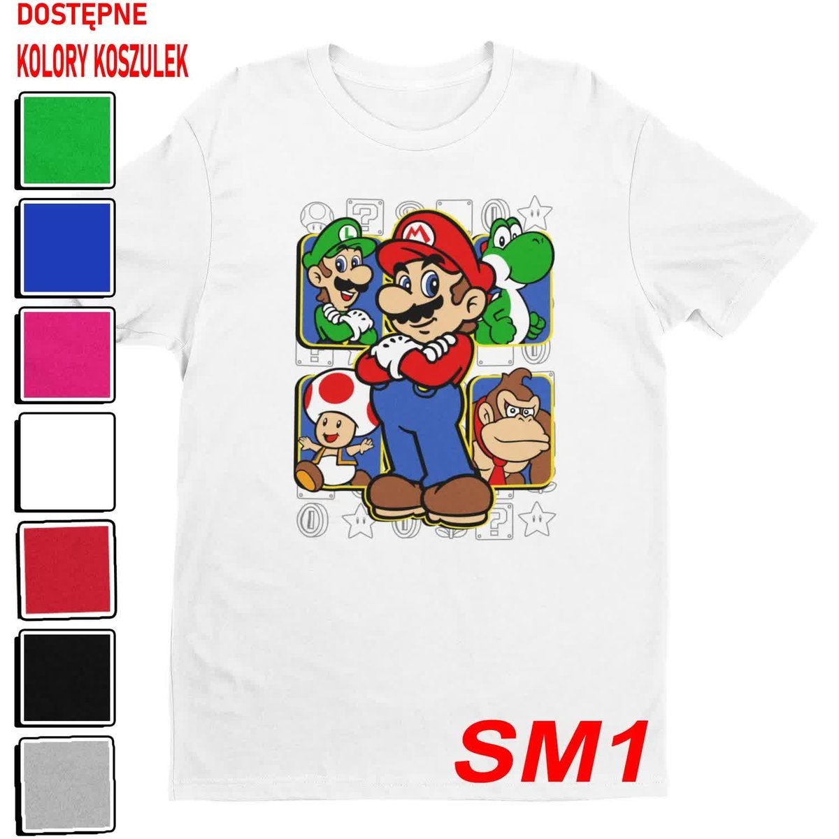 T-Shirt Koszulka Dziecięca Super Mario Bros Bajki Gry Luigi -M 134-140
