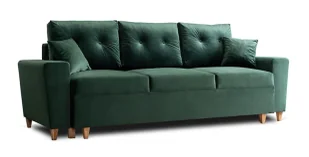 Zielona welurowa sofa z funkcją spania - Kanoni - Sofy i kanapy - miniaturka - grafika 1