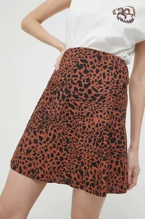 Spódnice - Volcom spódnica kolor brązowy mini rozkloszowana - grafika 1